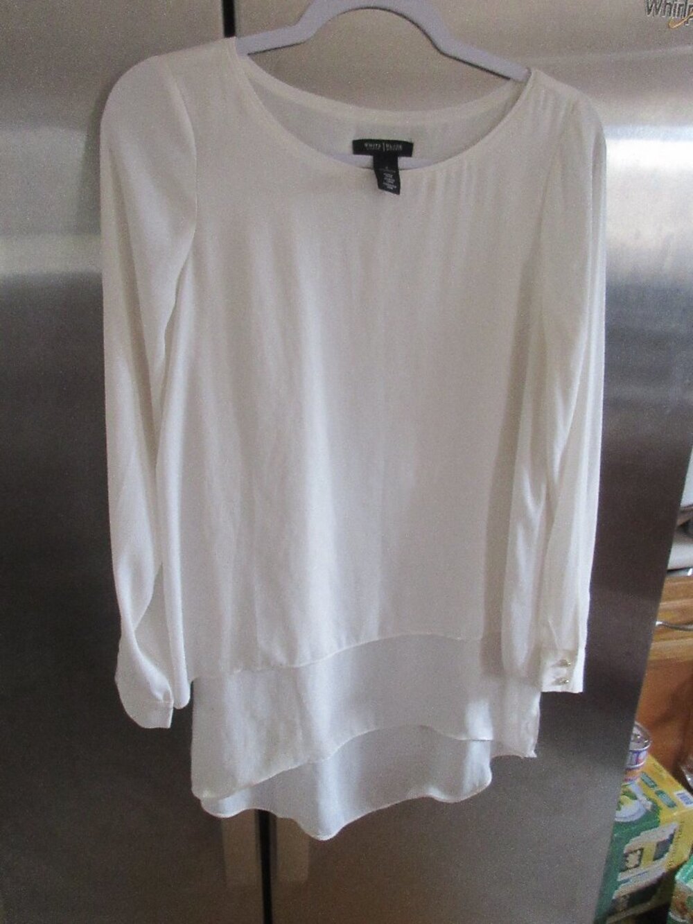 WHBM Ivory tunic blouse layered chiffon xs 2